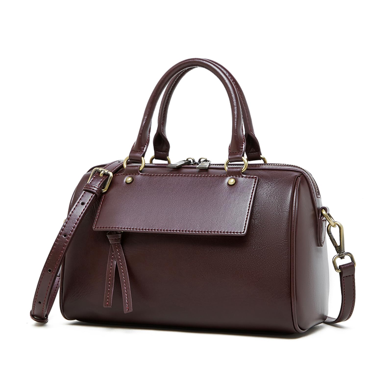 

MFFOR Genuine Leather Boston Shoulder Crossbody Large Popular for Commuting Women s Bag, Bag, 2-Way Handbag, Bag, Soft, Stylish, Capacity, Simple,