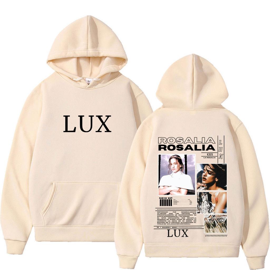 Singer Rosalia Lux Album 2026 Tour Print Hoodie Men Women Hip-hop Pullover Long Sleeves Loose High Quality Hip-hop Sweatshirts