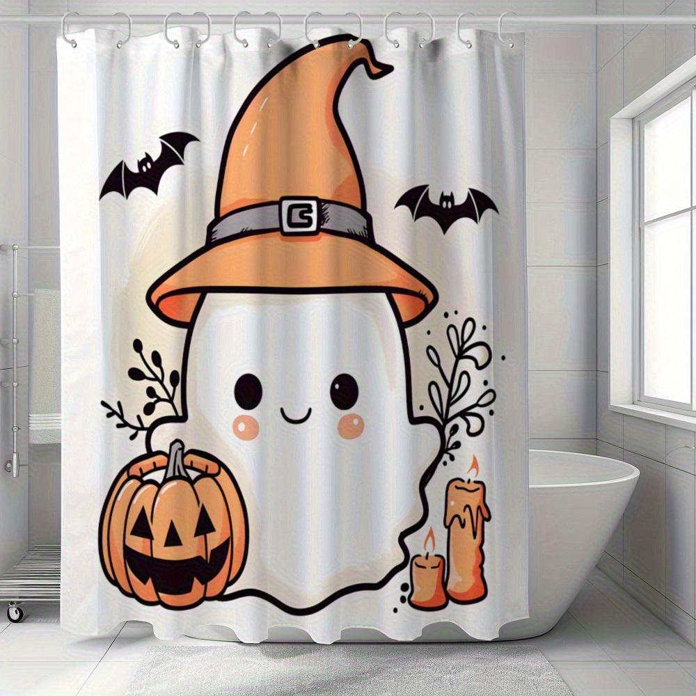 1/4Pcs Halloween Decoration Cute Ghost Pumpkin Pattern Shower Curtain Bathroom Decor Halloween Decoration Indoor Shower Curtain