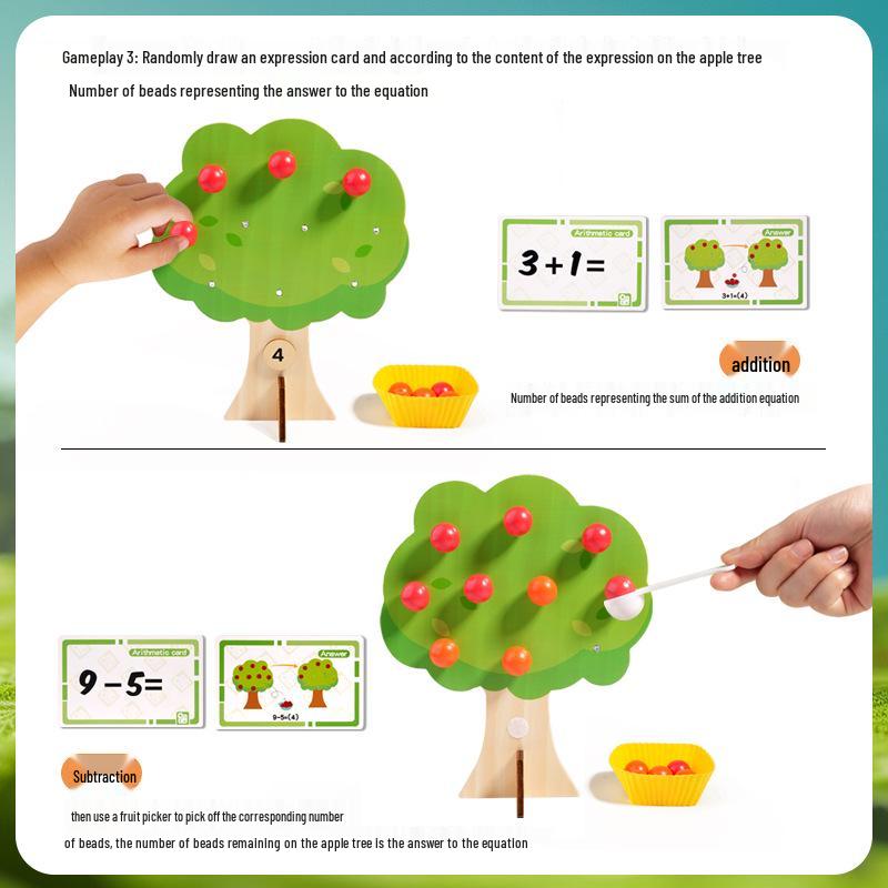 Kids' Arithmetic Apple Tree Building Blocks - Educational Game for Boys & Girls