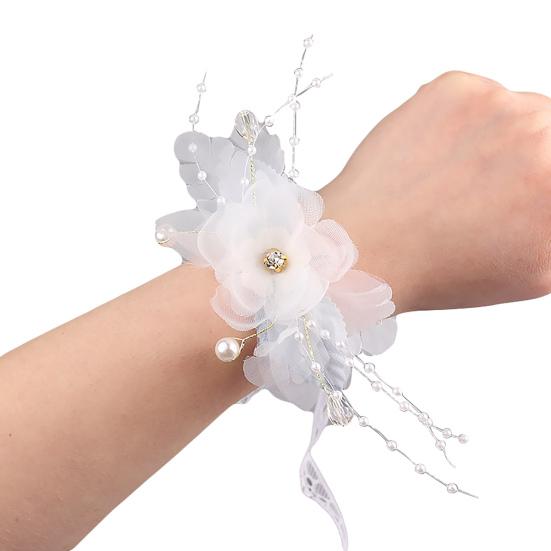 Wrist Corsage Elegant Comfortable Touch Anti-Wear Bride Bridesmaid Wrist Corsage Flower Bracelet for Wedding Engagement