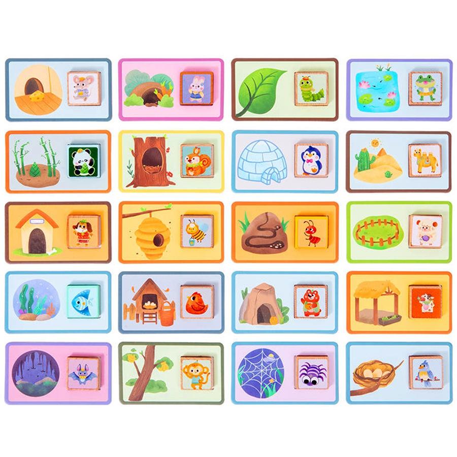 Montessori Vehicle Theme Matching Puzzle Toy /Animal Homes Matching Card Games Develops Cognition & Coordination for Toddlers