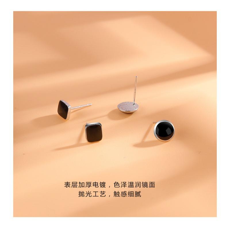 Black Geometric Stud Earrings Simple Fashion Versatile Ear Jewelry For Women