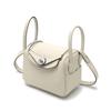 New First-layer Cowhide Lindy Bag, Genuine Leather Shoulder Messenger Bag, Fashionable Doctor Bag, Mini Bag, Silver Buckle, Silver.