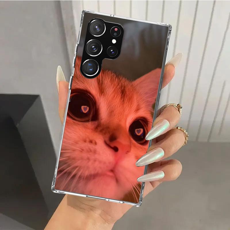 Pet Cat Funny Memes Phone Case for Samsung Galaxy S26 S24 S23 Ultra S25 Edge S22 S21 Plus S20 FE + Soft Print Shell Funda Galaxy