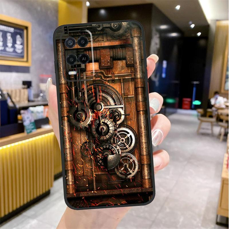Steampunk Style Gears Levers Engine Case For Oppo A96 A76 A16 A17 A18 A60 A80 A40 A38 A58 A78 A98 A94 A74 A54 A15 A57 A77 A5 Pro