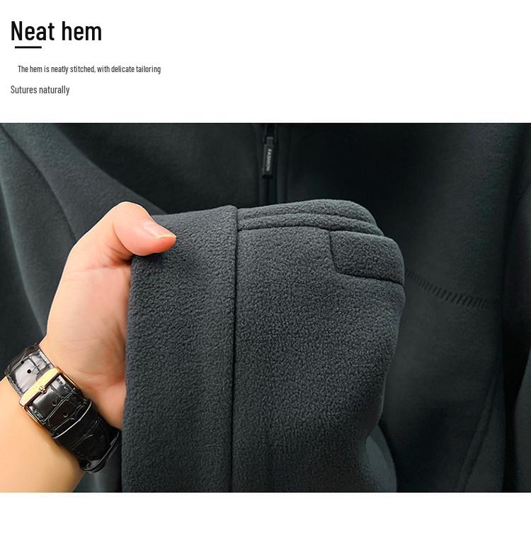 Men's Plus-Size Velvet Fleece Jacket - Autumn/Winter Outdoor Casual Stand Collar