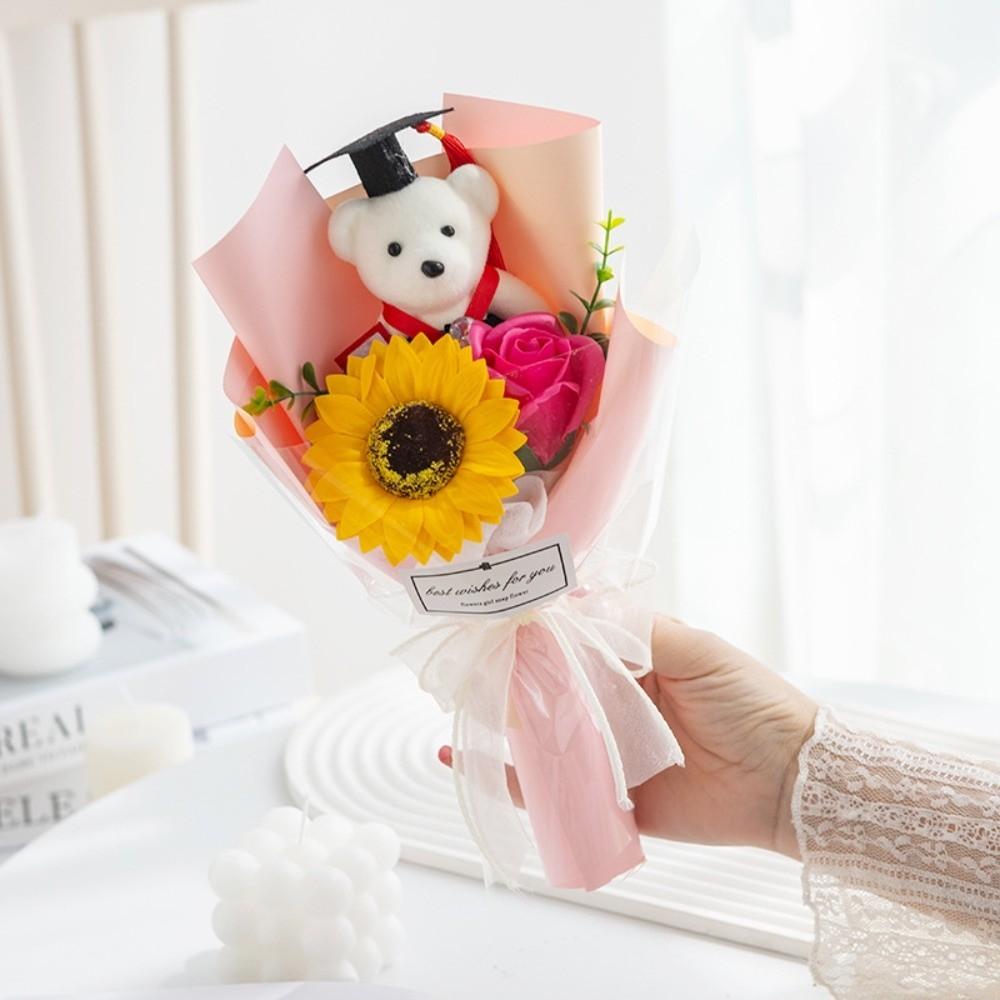 Cartoon Sunflower Graduation Bouquet Bouquet Decoration Graduation Lovely Bear Bouquet Animal Bouquet Valentine's Day