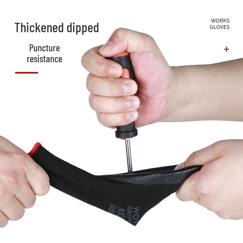 Wear-Resistant Nitrile Work Gloves - Anti-Slip, Breathable, Elastic, Rubber-Coated Construction Safety Gloves