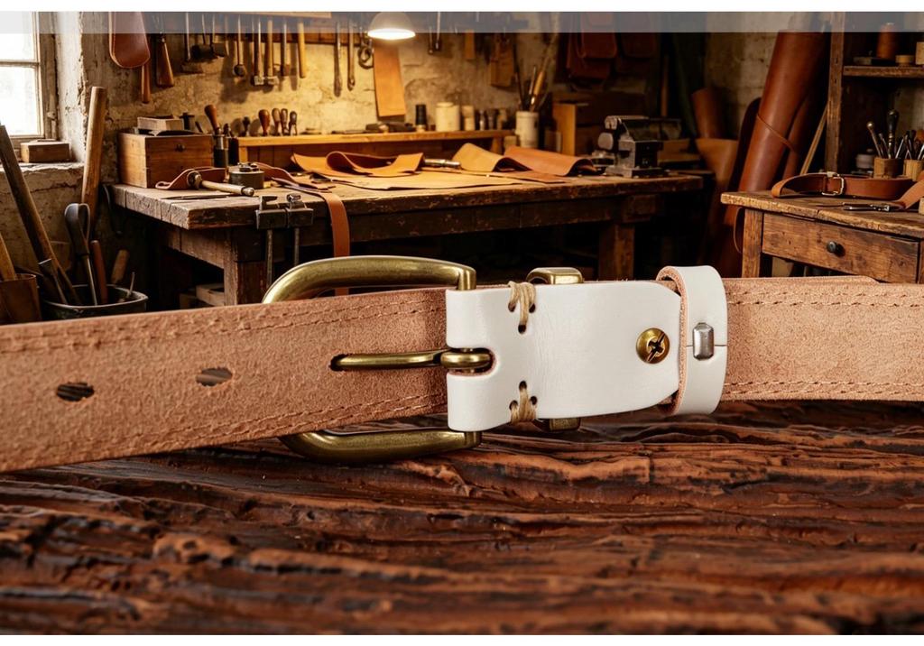 Women's Retro Leather Jeans Belt - Top Layer Cowhide, Pin Buckle, Vegetable Tanned, Casual Hong Kong Style