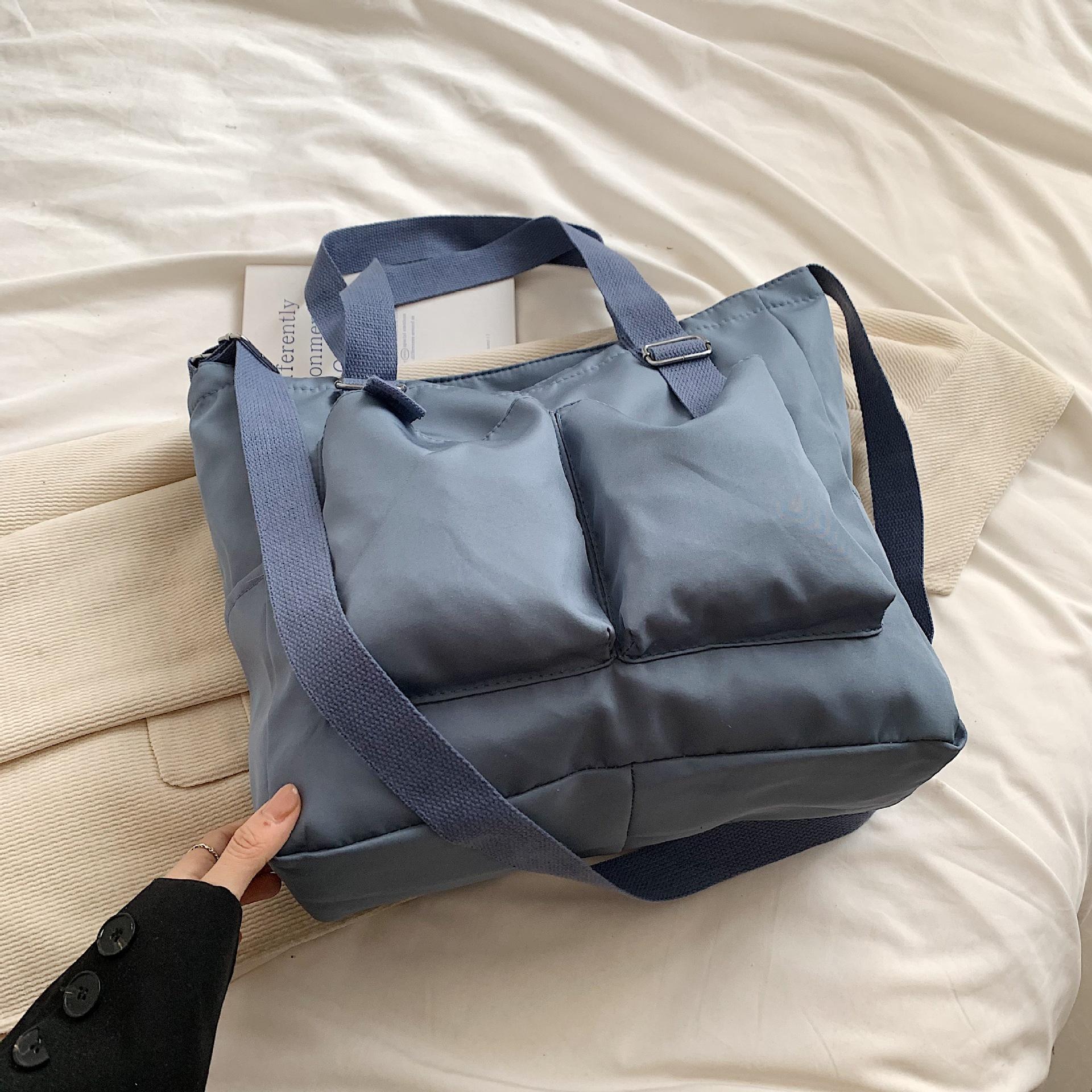 

Large capacity canvas bag 2025 autumn new Korean version versatile class bag shoulder messenger large bag tote bag women синій