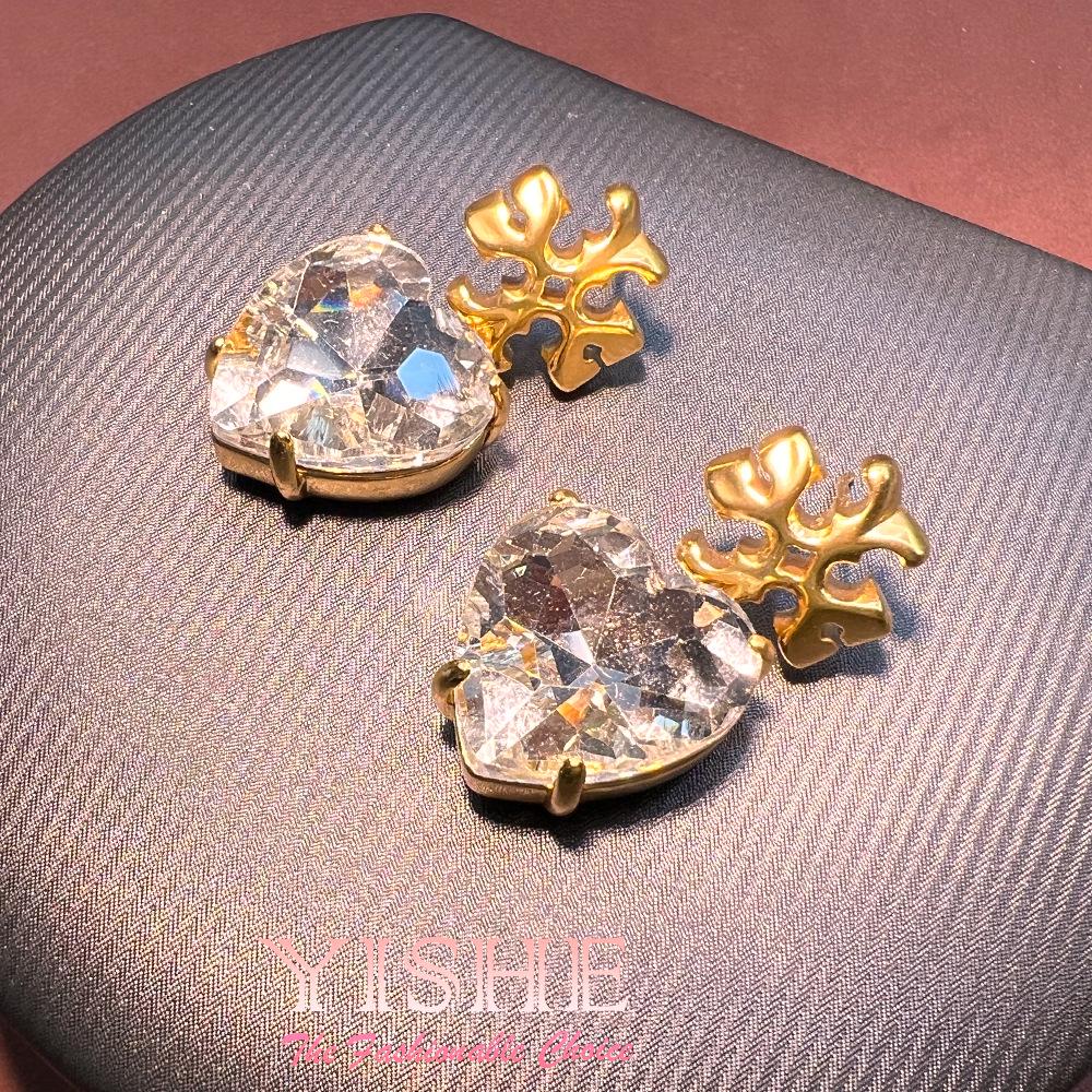 

White Zircon Niche Design Luxury Cross-Border Love Earrings білий