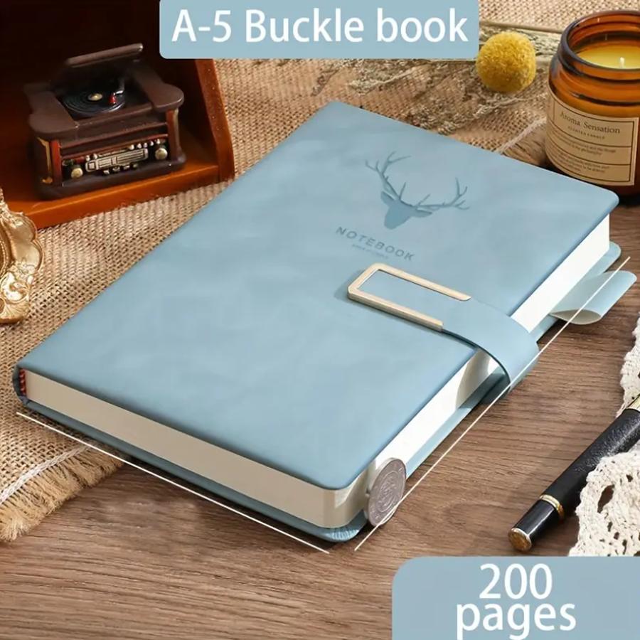 Vintage A5 leather notebook with personalized soft cover, perfect for business meetings, schools, and homes with bookmarks
