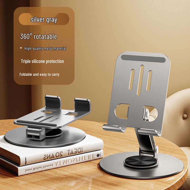 Multifunctional Aluminum Phone Holder: Rotating, Folding, All-Metal Desktop Stand with Custom Logo