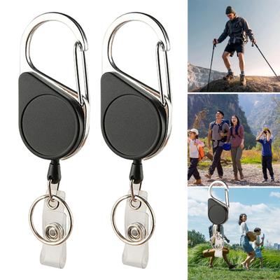 Retractable Keychain Heavy Duty Carabiner Key Chain Lightweight Impact Resistance Tactical ID Badge Reel Key Ring