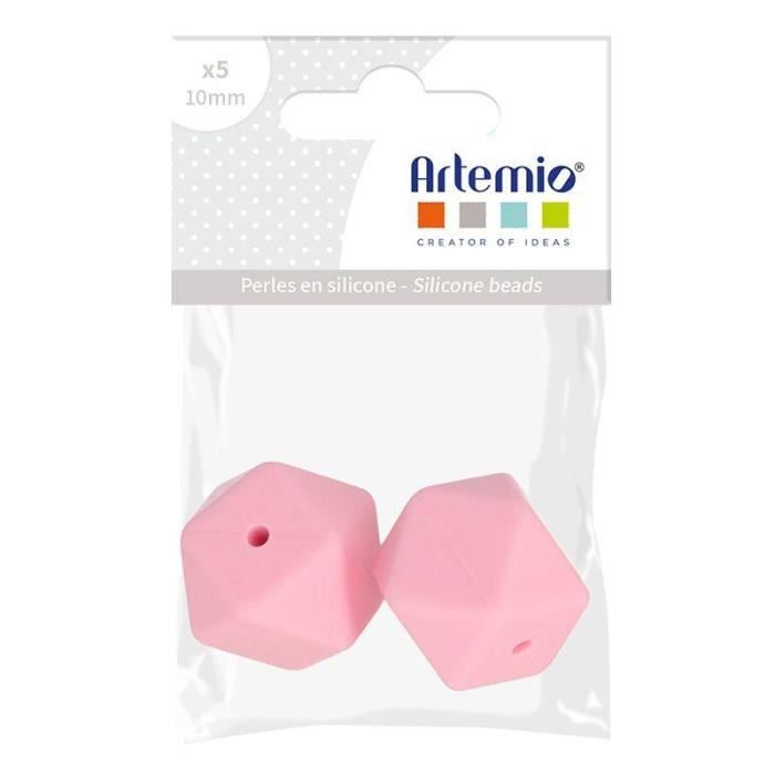 Perles à mâcher - ARTEMIO - Hexagonales - 17 mm - Silicone - Rose