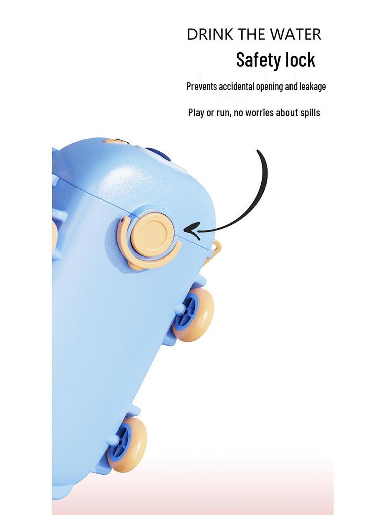 Sommer-Trinkflasche für Kinder mit Auto-Motiv, Strohhalm und Schultergurt