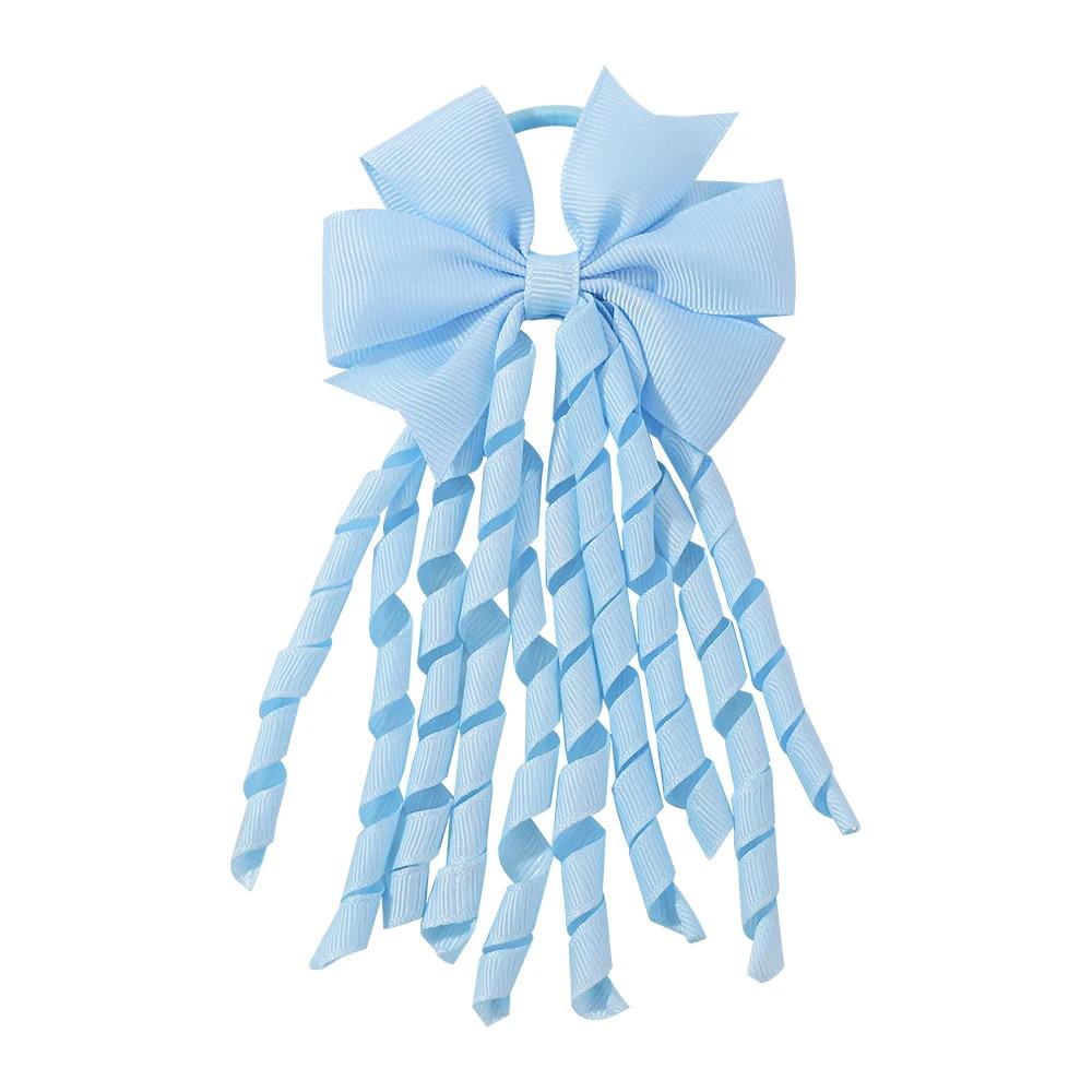 1pcs Baby Girls Hair Ties Grosgrain Ribbon Curly Korker Hair Bows Elastic Rubber Bands Ponytail Holders for Kids Children Gift
