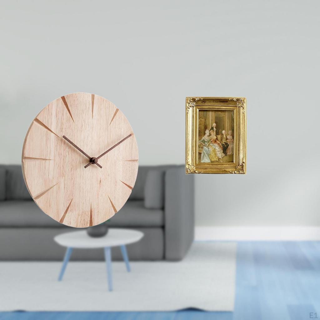 Wood Resin Wall Clock And Photo Frame Creative Design Decorative Silent Non Ticking with Glass