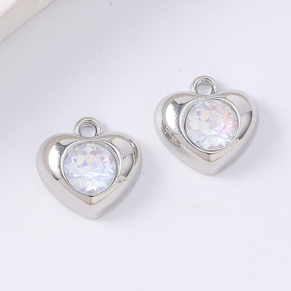 5pcs Exquistite Crystal Zircon Love Heart Charms Pendants for Making Necklace Earrings Bracelet DIY Handmade Jewelry Accessories