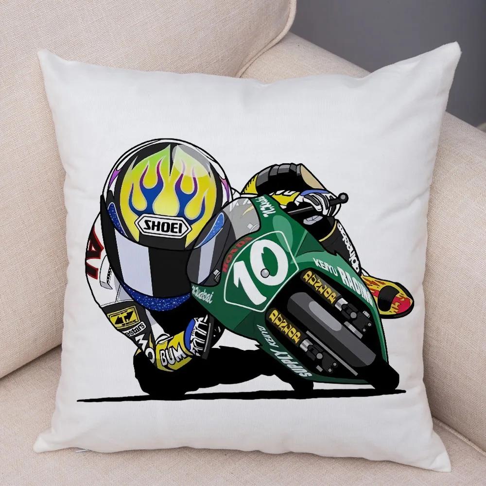 Cartoon Sport Motorcycle Cushion Cover Super Soft Short Plush Mobile Bike Pillow Covers Pillow Case For Sofa Home Car Pillowcase