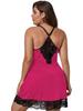Plus Size Loose Deep V Lace Trim Sexy Lingerie Camisole Sleepwear Nightgown for Women