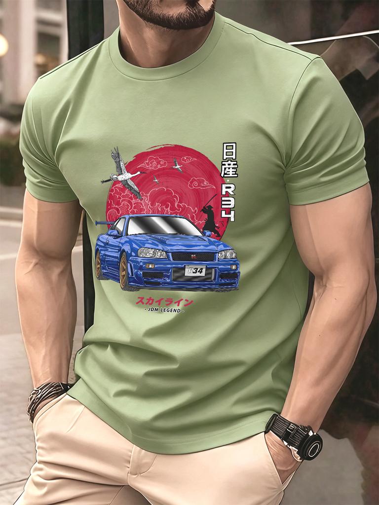 Nippon Jdm Skyline Gtr R34 Prints Cotton TShirts Mens Summer Soft T Shirt Oversized ONeck Short Sleeve Tops Basic Male Clothes