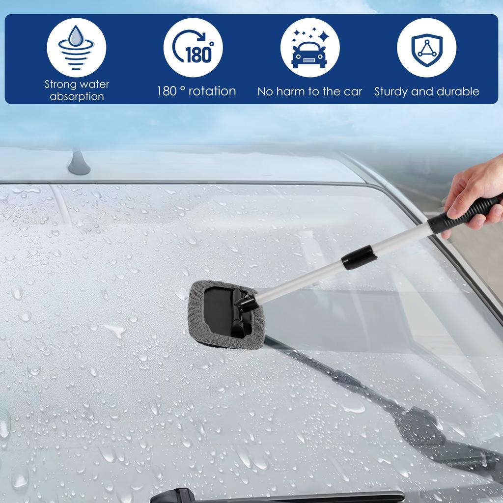 New Car Window Cleaner Brush Kit Windshield Cleaning Mop Microfiber Towel Car Detail Interior with Long Handles Cleaning Tools