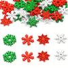 50 Pcs Random Mixed Color Snowflake Wooden Chips DIY Christmas Tree Decor Red White & Green Snowflakes Christmas Wood Chips