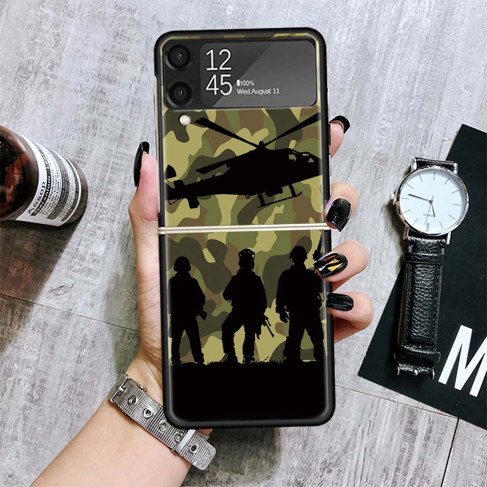 Camouflage Military Cases For Samsung Galaxy Z Flip 4 5 6 7 3 Z Flip7 Flip6 Flip4 Flip5 Flip3 5G Hard Shockproof Fundas Cover Ga