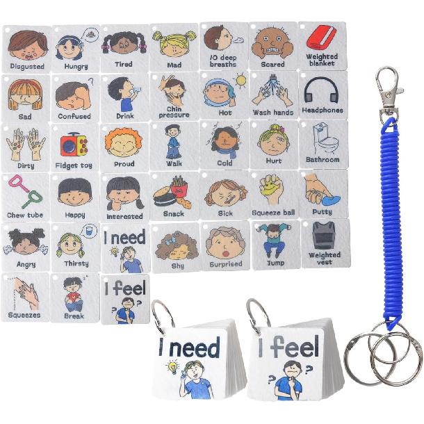 CHEFAN Feelings Chart, Calm Down Corner Supplies, Daycare Essentials, Social Emotional Learning Activities, Autism Learning Materials, ADHD Tools for Card-Style