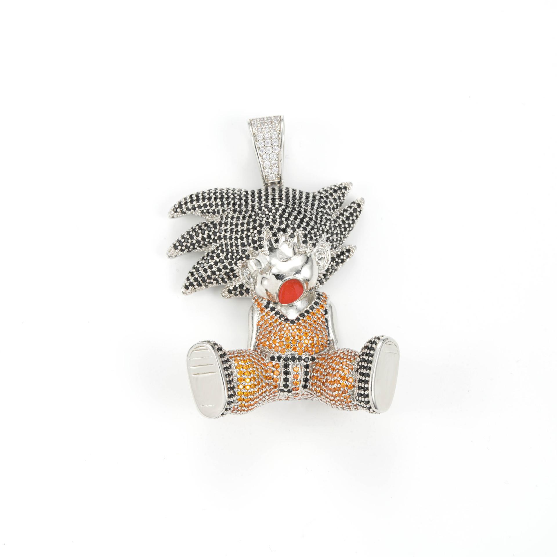 

Dragon Ball Wukong Full Diamond Pendant Necklace Full of Zircon Hip Hop Style European and American Hiphop Trend Hiphop Jewelry Accessories