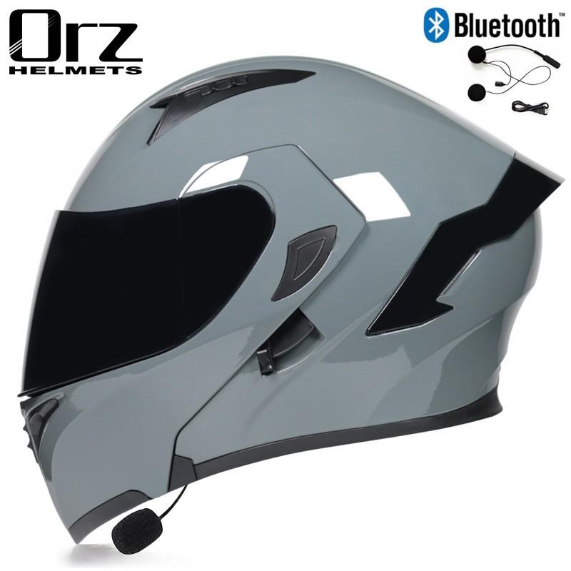 

Bluetooth Helmet Men Women s Electric Motorcycle Uncovering Full Tail Wing Semi-personality Double Gray XL