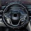 Crystal Diamond Leather Steering Wheel Cover with Bling Crystal Rhinestone Universal Fit Car Steering