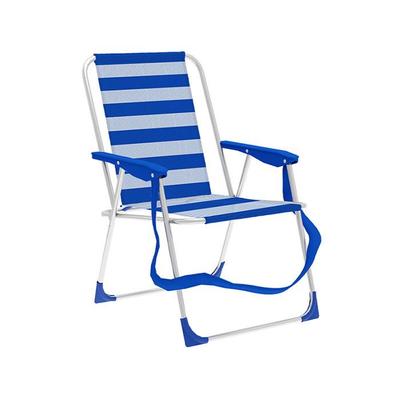 Marbueno Cadeira Longa Dobrável Alumínio Riscas Azul e Branco Praia e Piscina 53X56X78 cm 10312