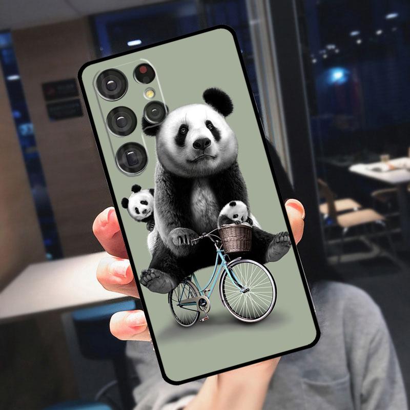 Cartoon Cute Panda Bear Cover For Samsung Galaxy S24 Ultra S25 S22 S23 Plus S20 S21 FE S9 S10 S23 FE Phone Case