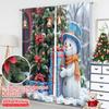 2pcs 2D Flat Printing Merry Christmas Party Curtains Cute Snowman Christmas Gift Polyester Without Electricity Party Decorations