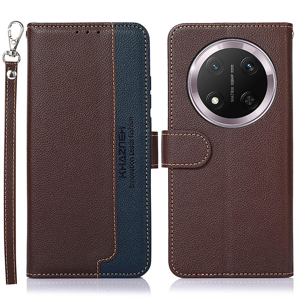 

For Honor Magic7 Lite 5G/X9c 5G/X60 Pro 5G Case RFID Blocking Wallet PU Leather Phone Cover Brown
