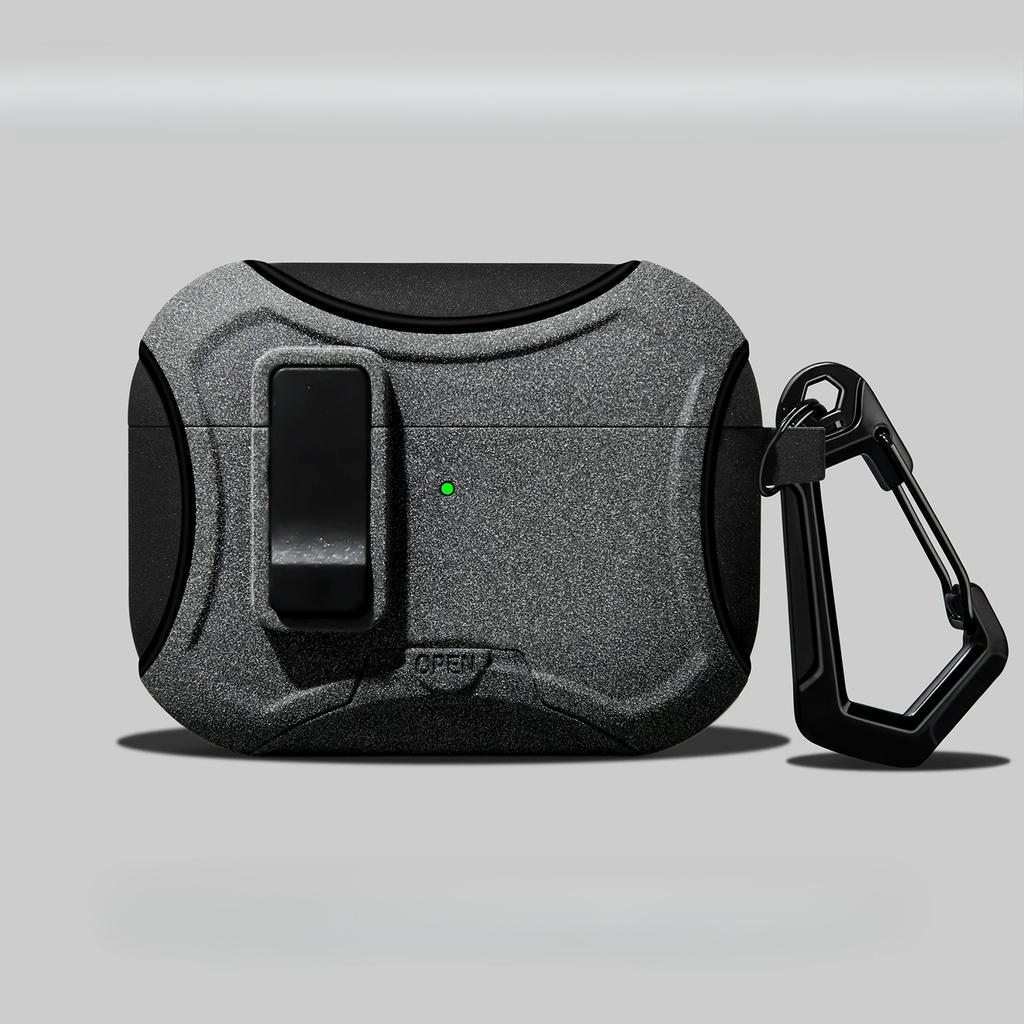 Secure Lock Earphone Case With Phone Stand For Apple AirPods 4 3 2 Pro 3 Shockproof Bluetooth Headset Cover With Hook