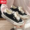 Warrior Women's 2026 New Fashion Casual Sneakers Thin Breathable Versatile Canvas Shoes Black Size 38