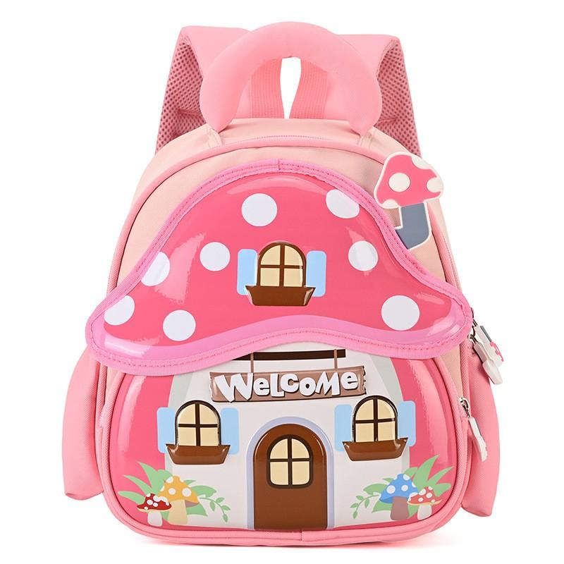 3D Molded Mushroom Cartoon Kids Backpack Toddlers 3-6 Years Old Lightweight School Bag With Padded Shoulder Straps