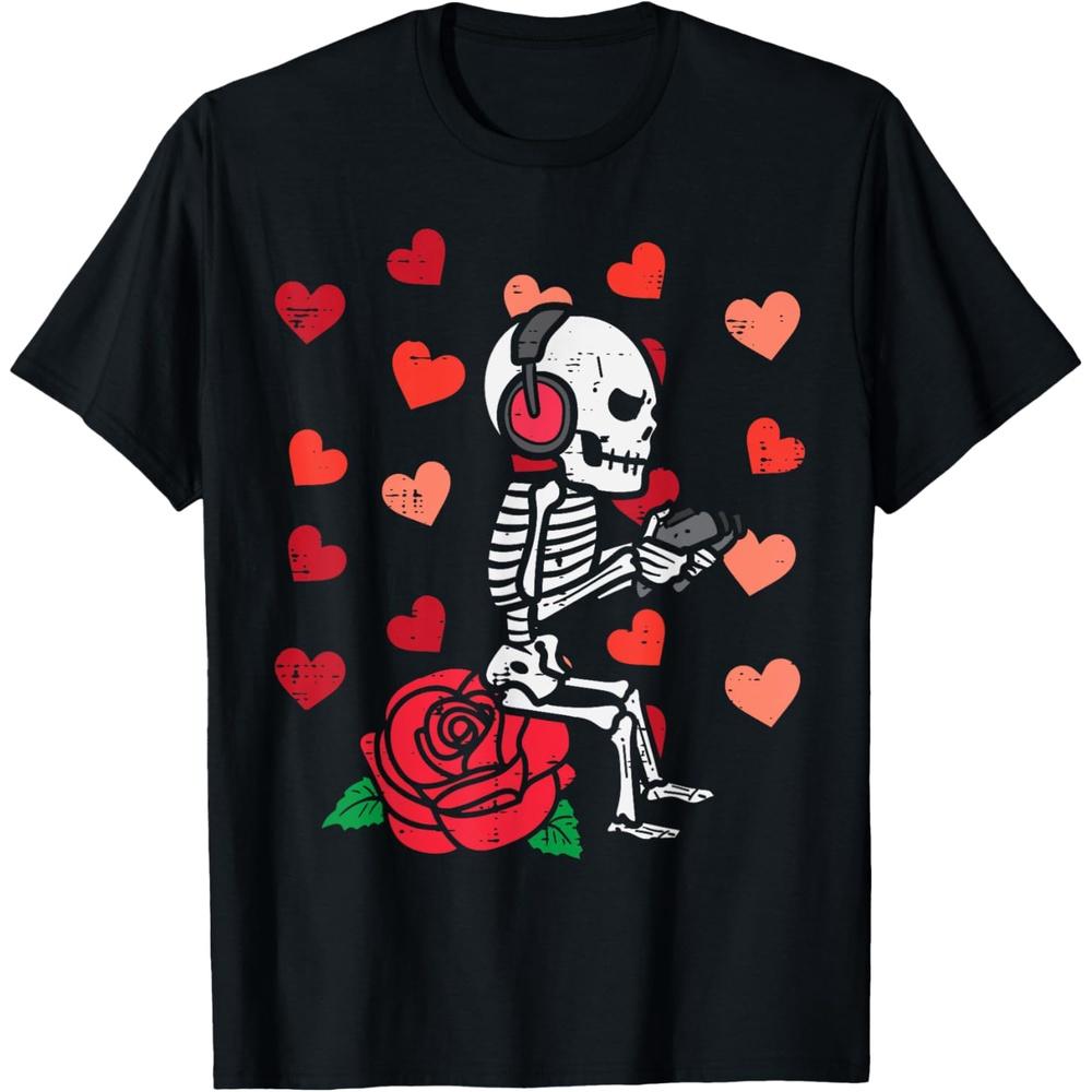 Valentine Day Gamer Skeleton Gaming Men Boys Boys Girls Youth Teen T-Shirt L чёрный