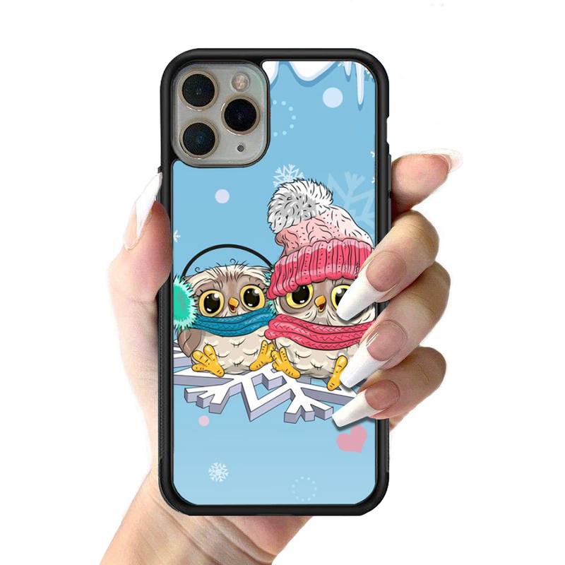 Cartoon Lovely Owl Phone Case Silicone PC+TPU Case for iPhone 11 12 13 Pro Max 8 7 6 Plus X SE XR Hard Fundas