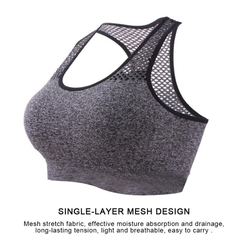 Ett stykke sømløs hurtigtørrende sports-bh med brystpute vest stil myk pustende støtsikker racerback yoga fitness full kopp bh