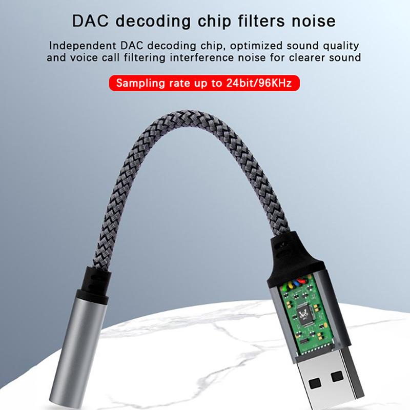 USB externí zvuková karta 3,5mm jack samice audio adaptér sluchátka mikrofon zvukový adaptér pro PC notebook USB na 3,5mm audio kabel