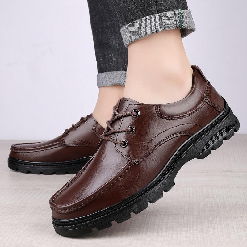 Fashion Genuine Leather Male Comfortable Casual Shoe Classic Men Shoes for Wedding All-match Male Dress Footwear Men's Lace-Up Flats