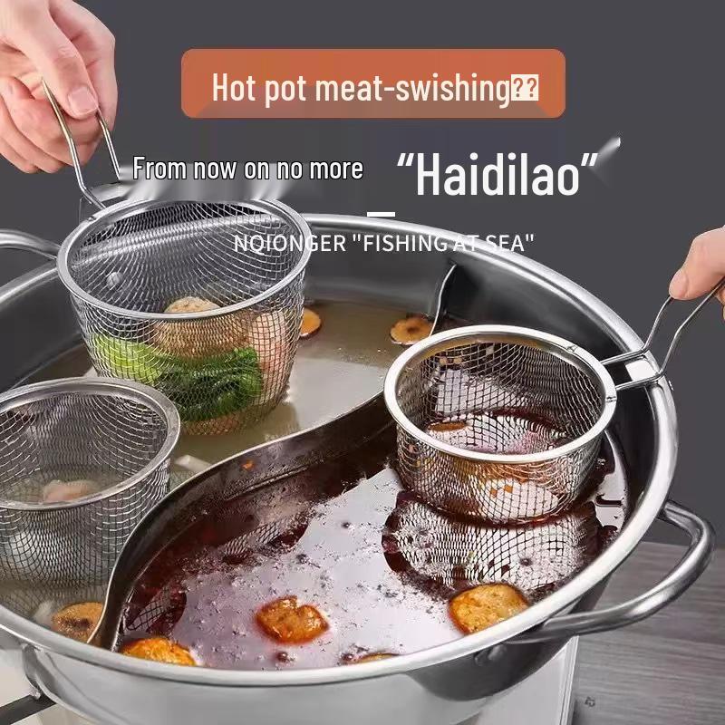 304 Stainless Steel Hot Pot Skimmer: Thickened Mesh Frying Strainer & Mala Tang Colander