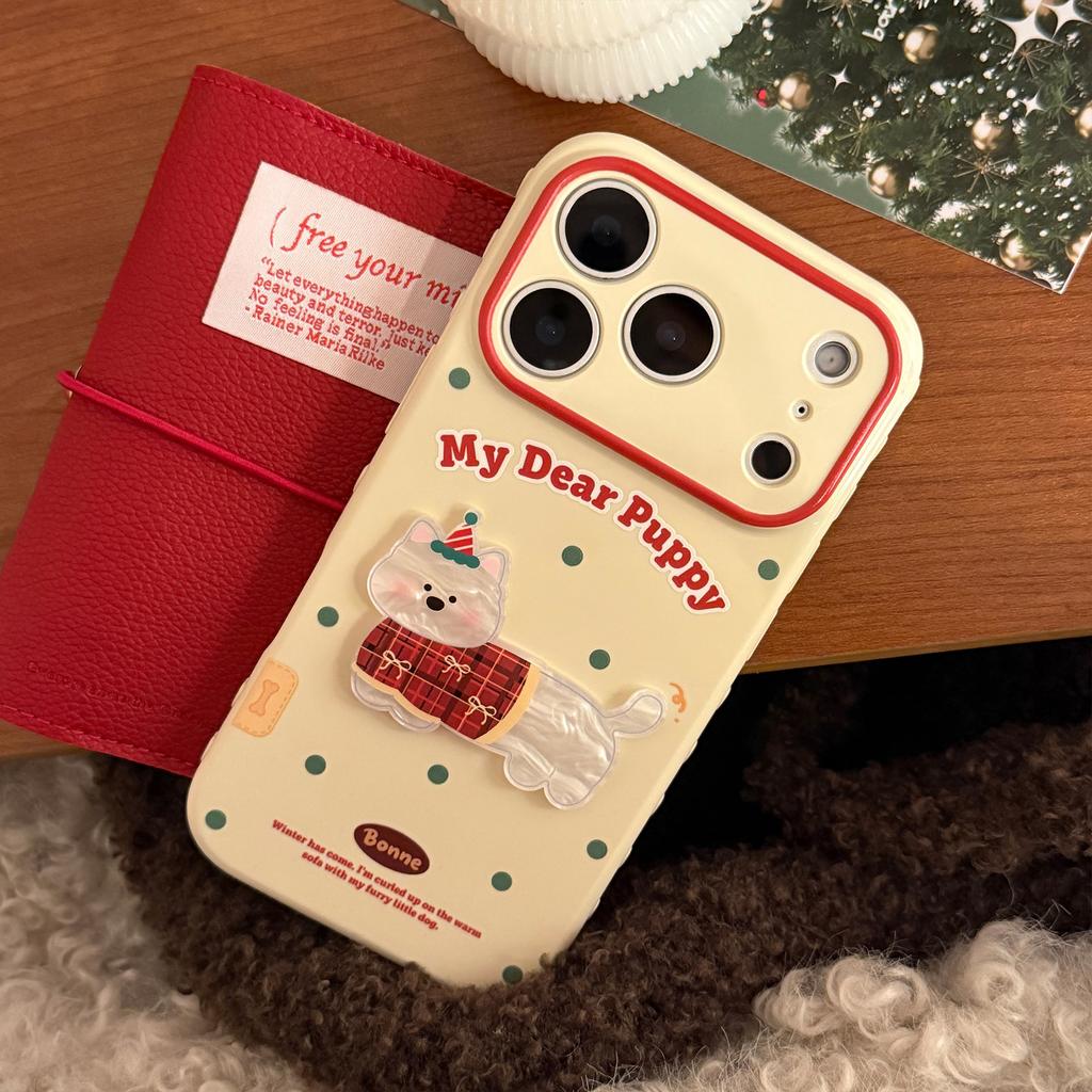Suitable for cartoon puppies with shell pattern iphone17Apple16promax Phone case13Three-Dimensional14Soft15Christmas