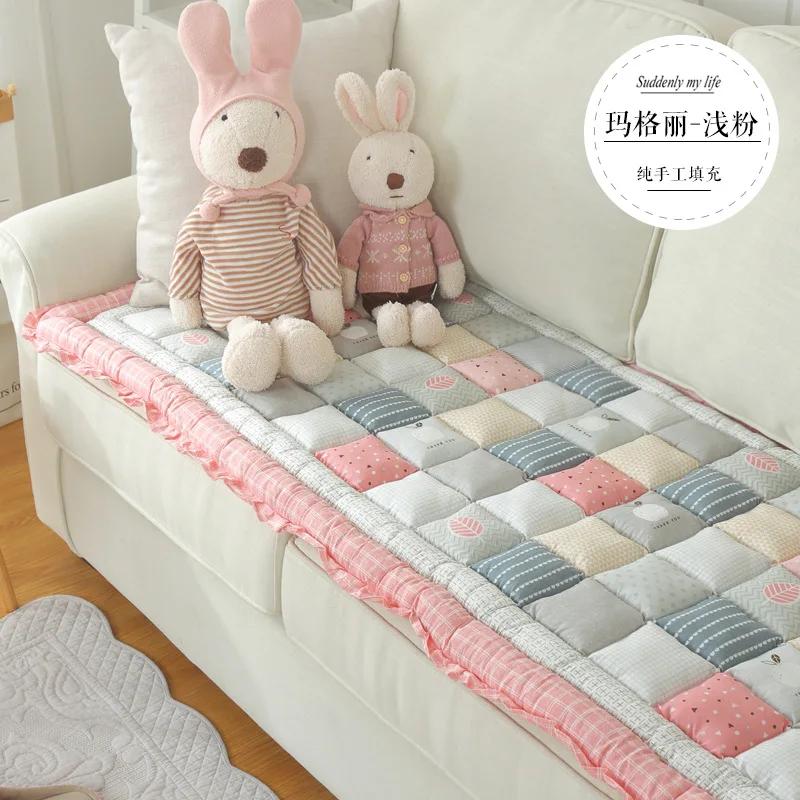 Garden Chic Cotton Protective Couch Cover Splicing Anti-cat Scratch Non-Slip Thickened Home Living Room Sofa Cover Sofa Cushion