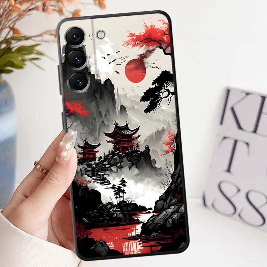 Ink Art Print Japanese Landscape Mountain Case for Samsung Galaxy A73 A51 A32 A22 A24 A55 A41 A53 A35 A23 A25 A71 A52 A36 A26